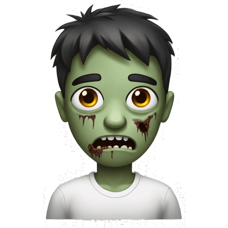 scared boy zombie with dark hair and white shirt emoji