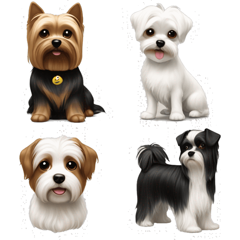 black and white havenese with an brown and white yorkie with no brown on the havenese emoji