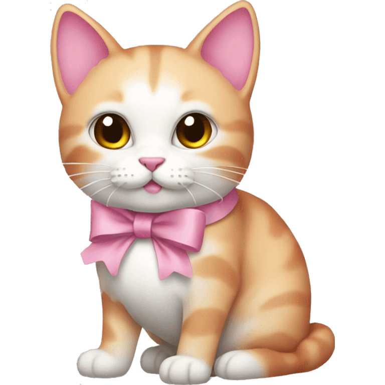 Pink cat with a white bow emoji