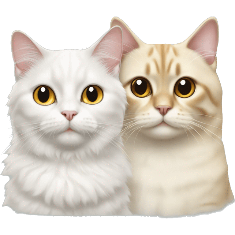 White ragdoll cat and a golden chinchilla british cat  emoji