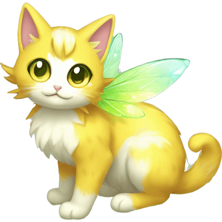 Shiny Sparkly Grass-type-Fairy-type-Fakémon-Cat full body emoji