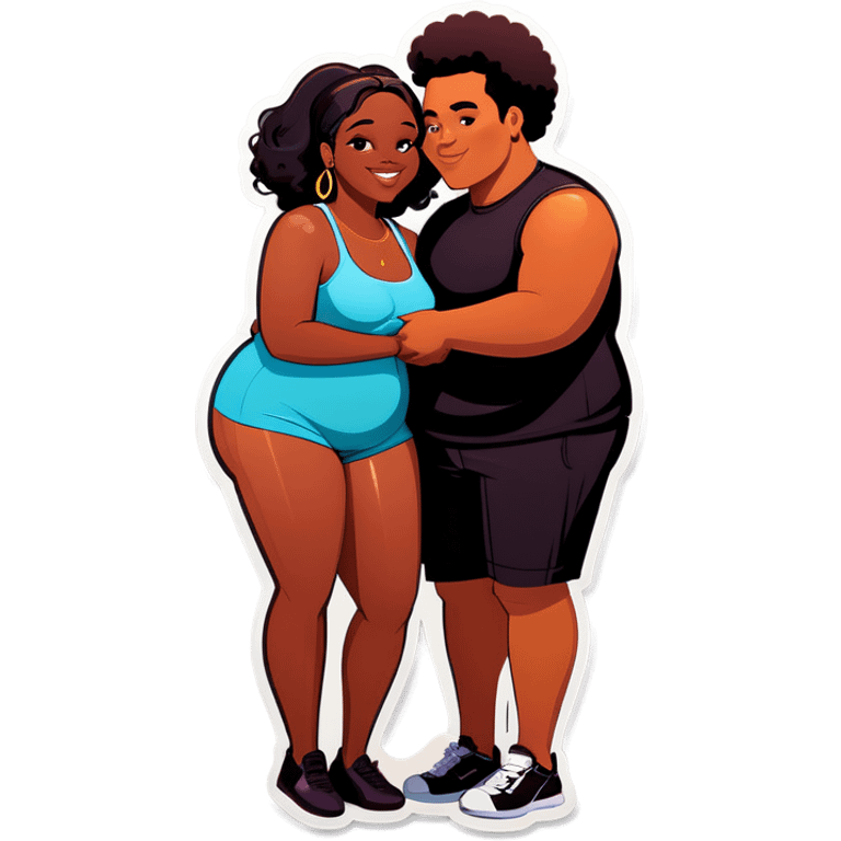 slim short lightman and fat black woman love emoji