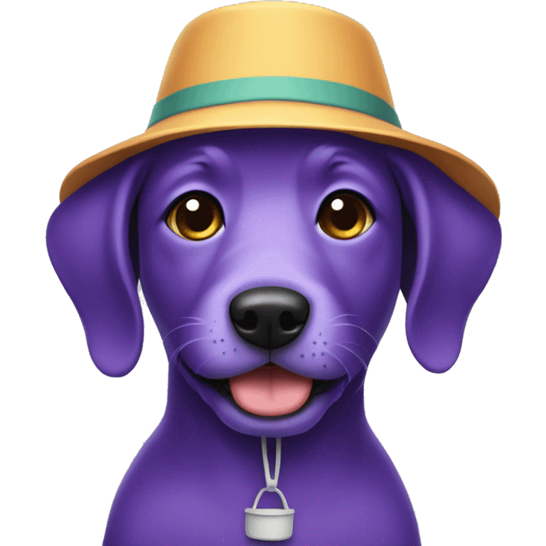 purple dog wearing bucket hat emoji