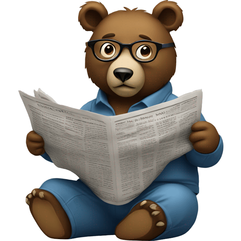 bear sitting on cloud wearing glasses reading newspaper emoji