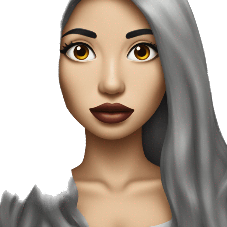 Woman with long black hair and big lips  emoji