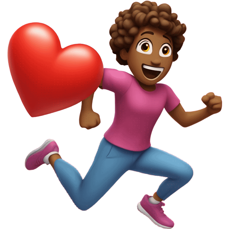 Design an emoji of a person running with a big heart beating strong. Capture the joy of cardio exercise emoji