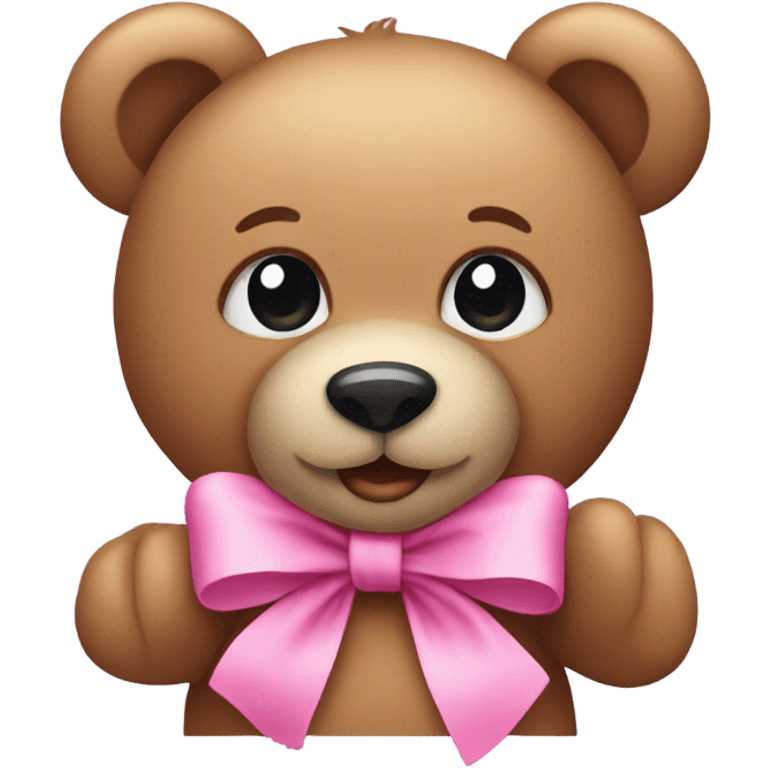 Teddy bear emoji with pink bow on eat emoji