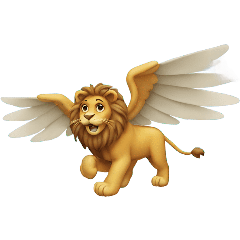 Lion with wings flying in clouds emoji