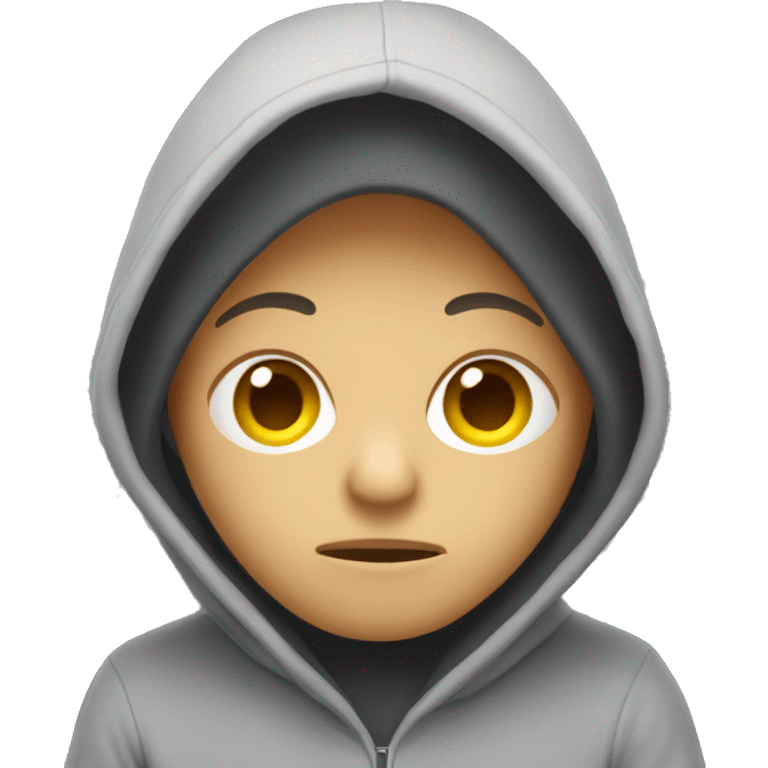 hiding face in hoodie emoji