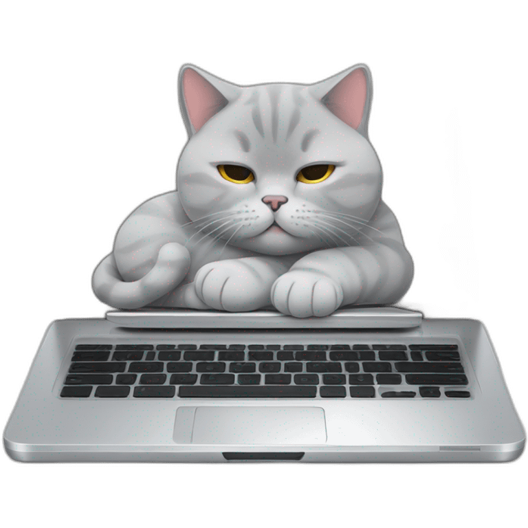 british shorthair cat with sleeping on the laptop emoji