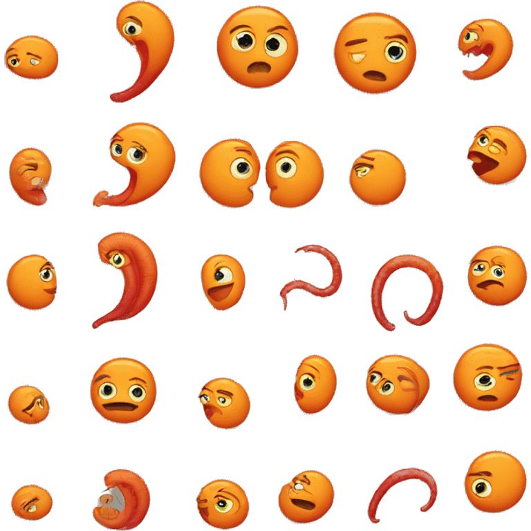 Orange and red Worm sad face emoji