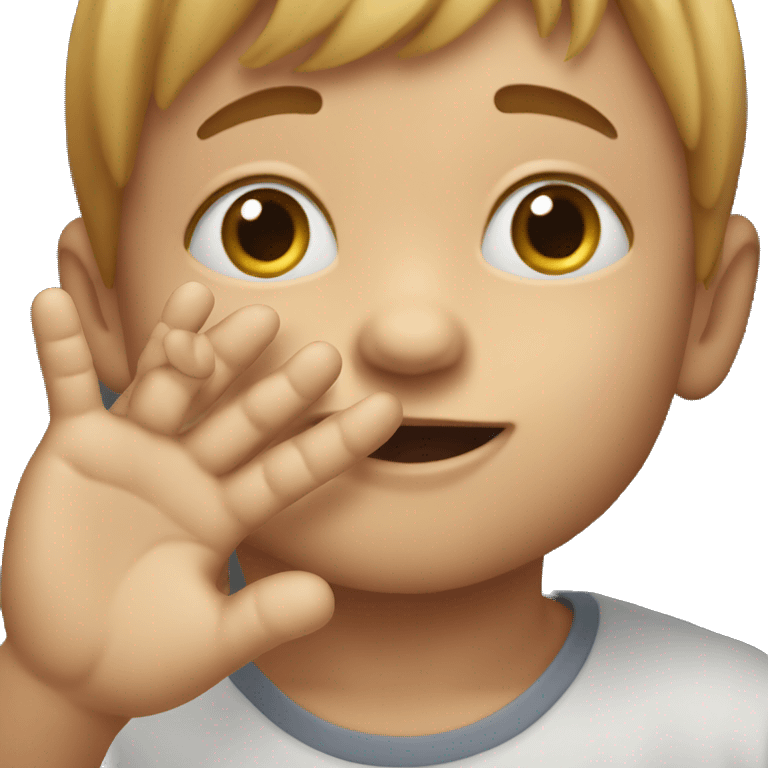 toddler with ipad and cheto fingers emoji