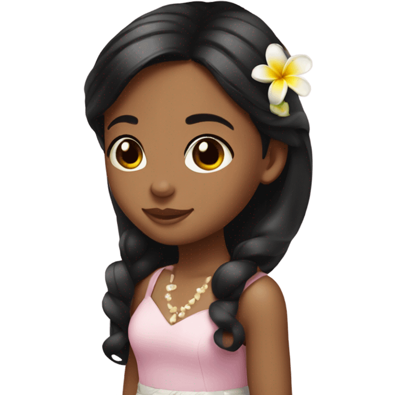 plumeria flower girl with black hair brown skin emoji