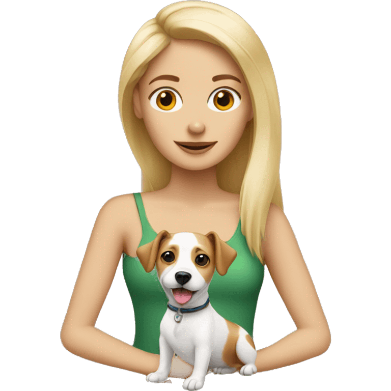 blonde with a dog Jack Russell emoji