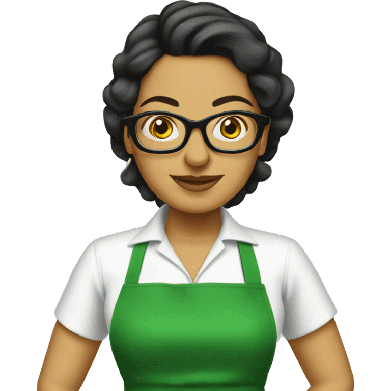 mexican lady green apron  with glasses cooking tacos emoji