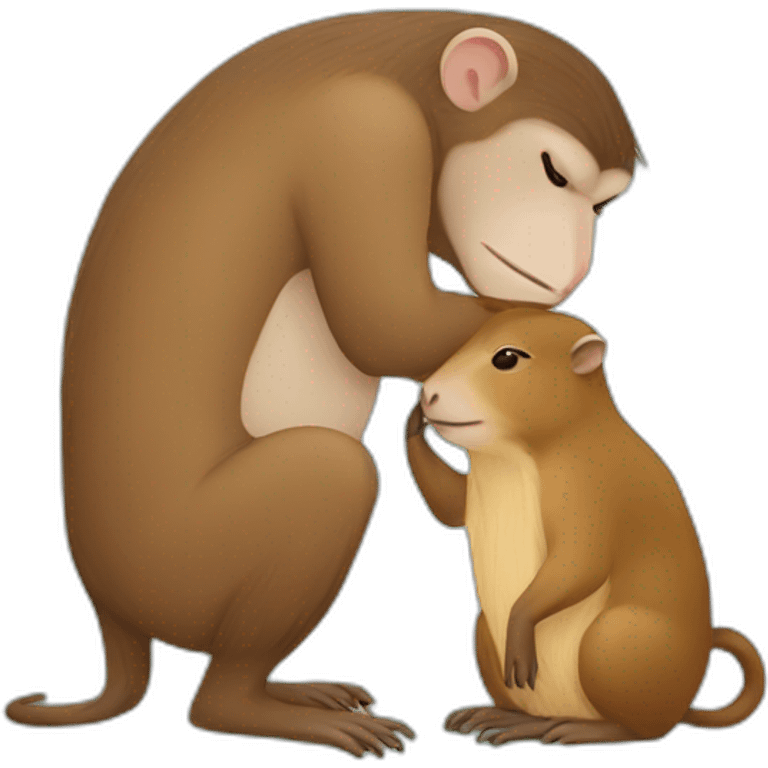 Monkey kissing capybara emoji