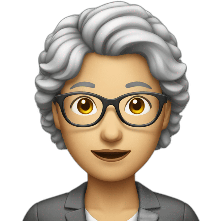 Grey hairs lady teacher standing wear glasses emoji