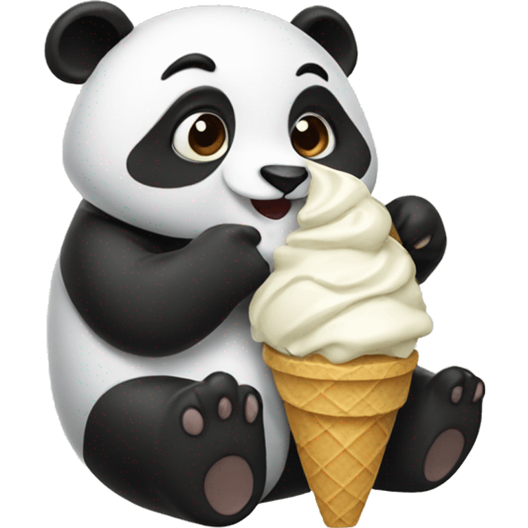 Panda eating ice cream emoji