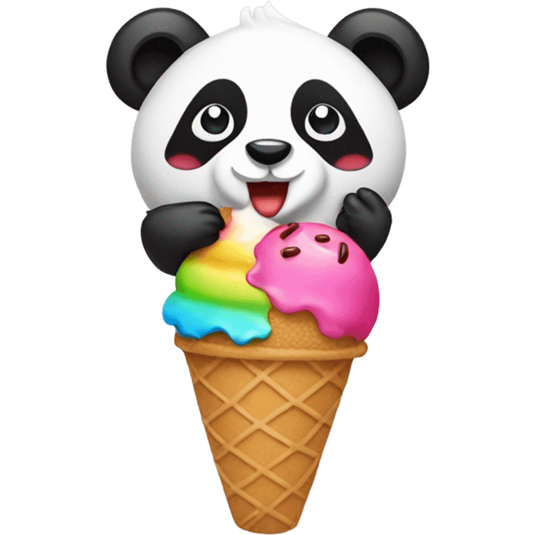 Panda eating ice cream emoji