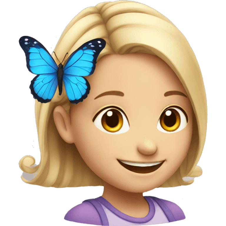 smiling girl with butterfly emoji