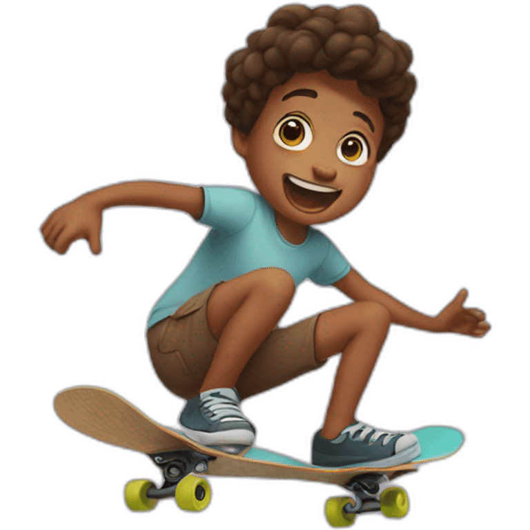 a character who skateboards with this face 😩 and rolls over a puddle emoji