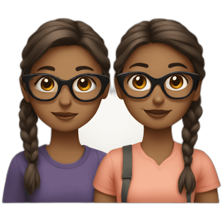 Two girls in aglasses with two cats emoji