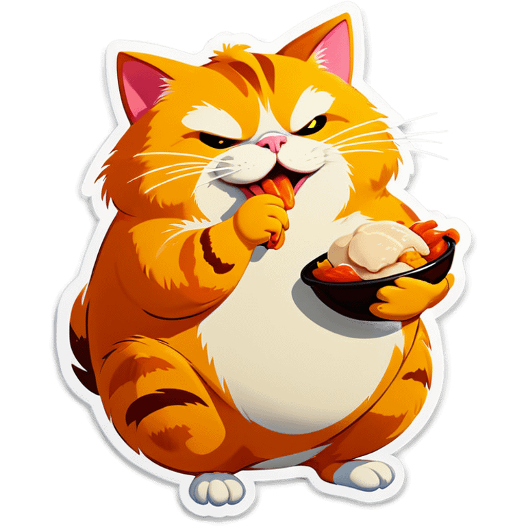 fat cat eating chicken emoji