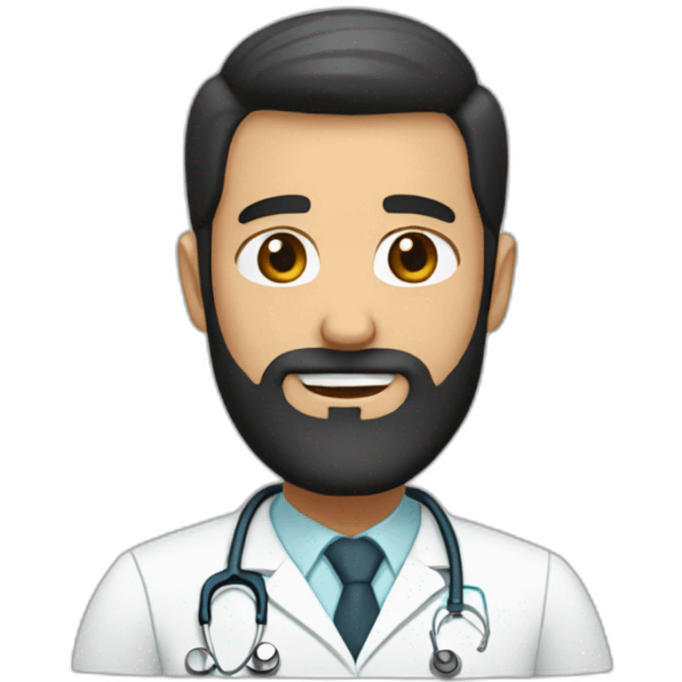 white doctor brown beard and short black hair on the head emoji