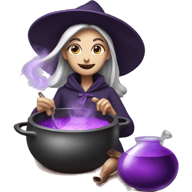 Witch cooking purple potion detailed emoji