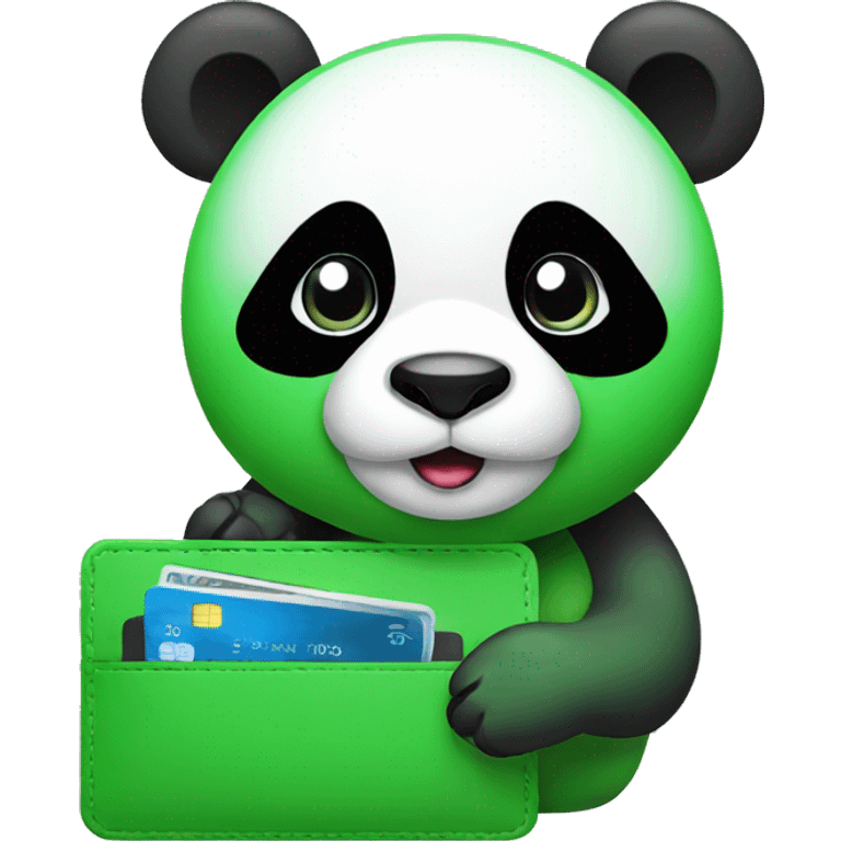 green panda with digital wallet emoji