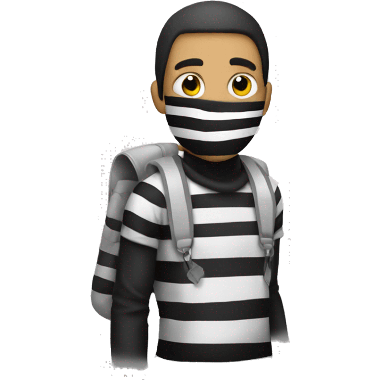 robber with white black striped bag over shoulder emoji