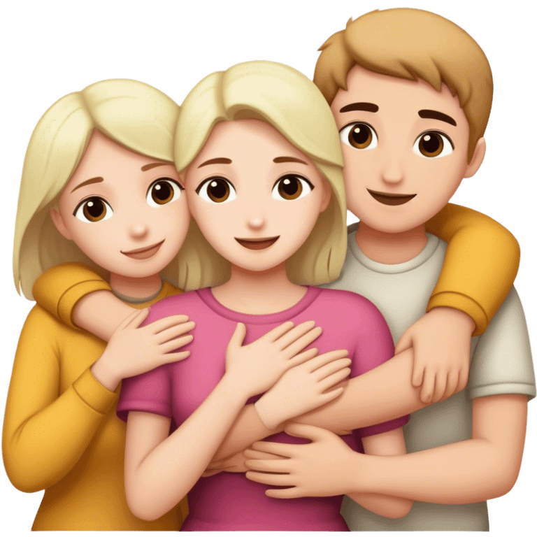 White family hugs 3 people  emoji