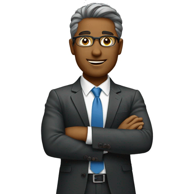 A businessman with presenting emoji