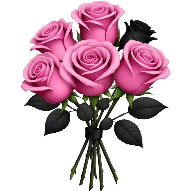  bouquet with black and pink rose emoji