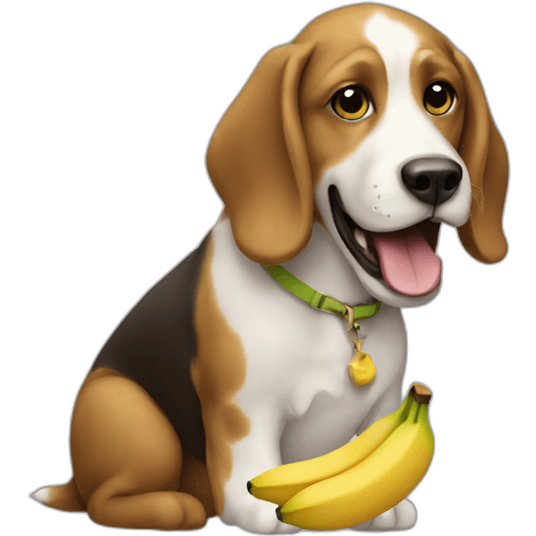 A dog eating a banana emoji