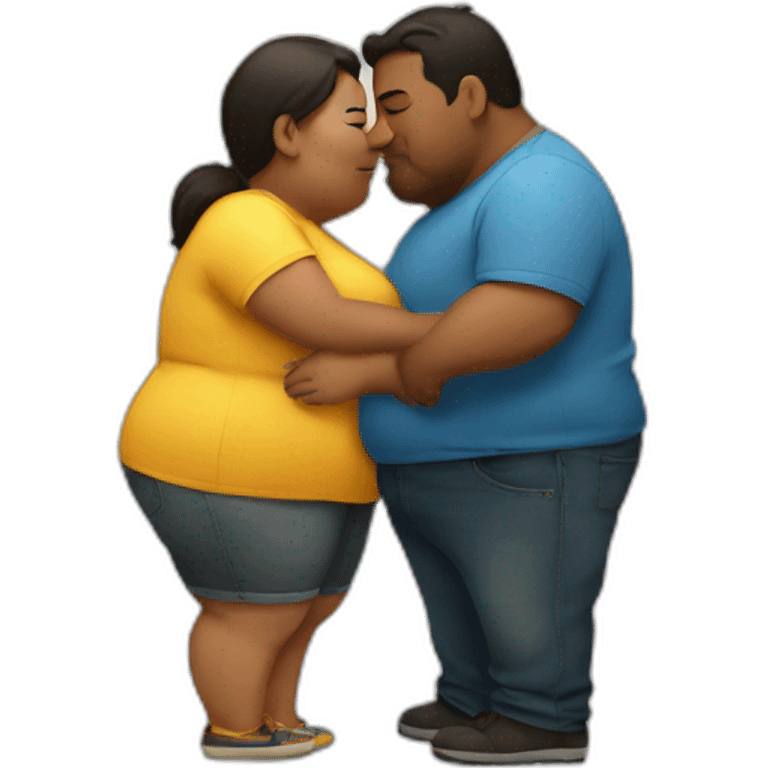 overweight couple kissing emoji