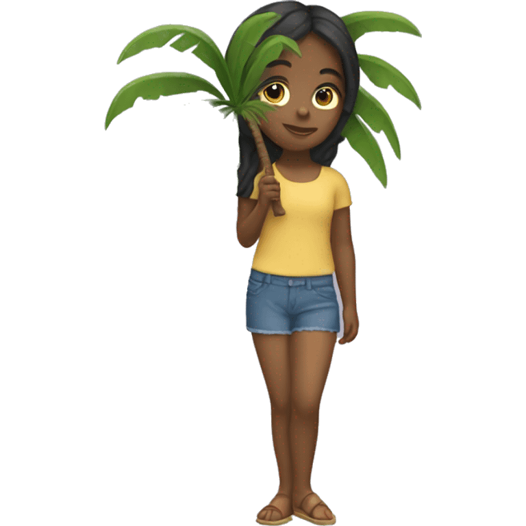 Girl carrying small palm tree emoji