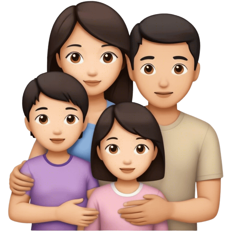 Asian family with dad, mom, daughter, and son emoji