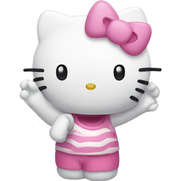 Hello kitty waveing emoji