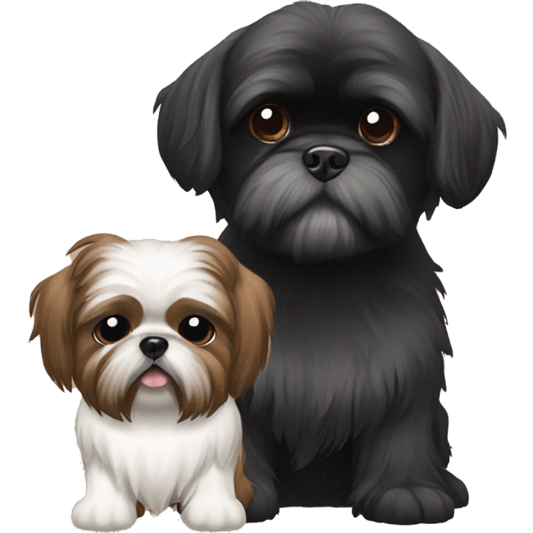 Brown shih tzu and black shih tzu emoji