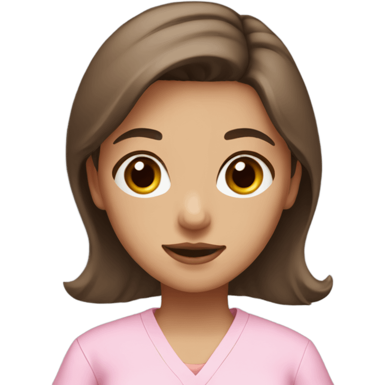 Girl with brown hair & brown eyes in pink scrubs  emoji