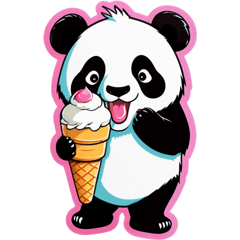 Panda eating ice cream emoji