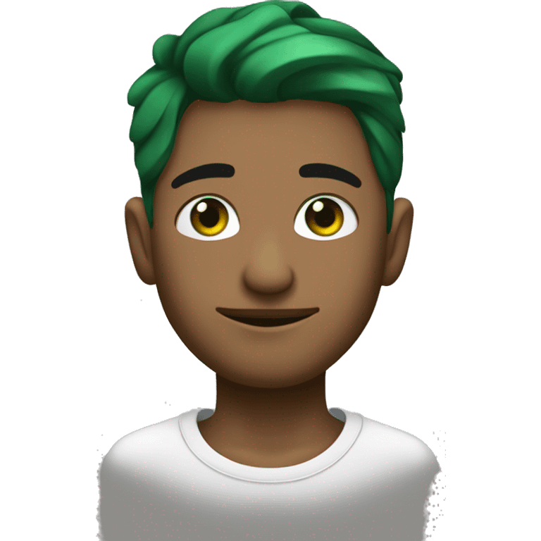 Chico de ojos verdes con el cuello tatuado y cabello rapadoo emoji