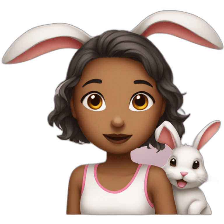 rabbits kiss girl with harts  emoji