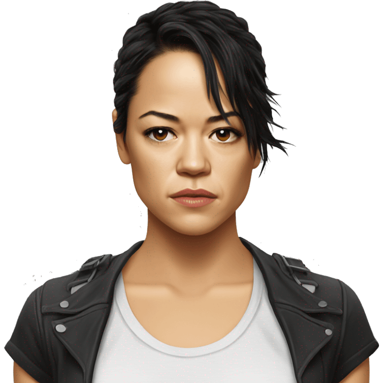 michelle rodriguez serious wearing tee emoji