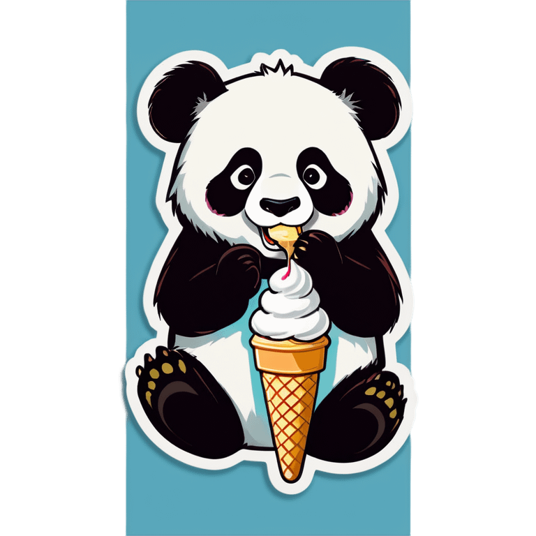 Panda eating ice cream emoji