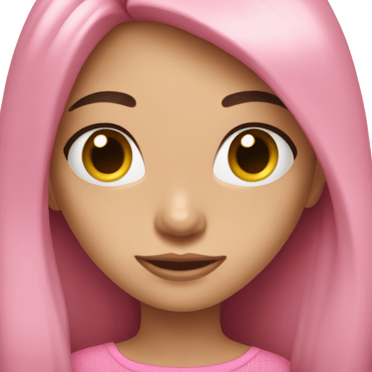 beautiful girl long dark hair pink top emoji