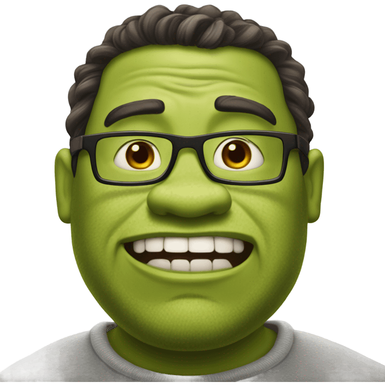 1000 pound man that looks like Shrek with glasses and mouth open emoji