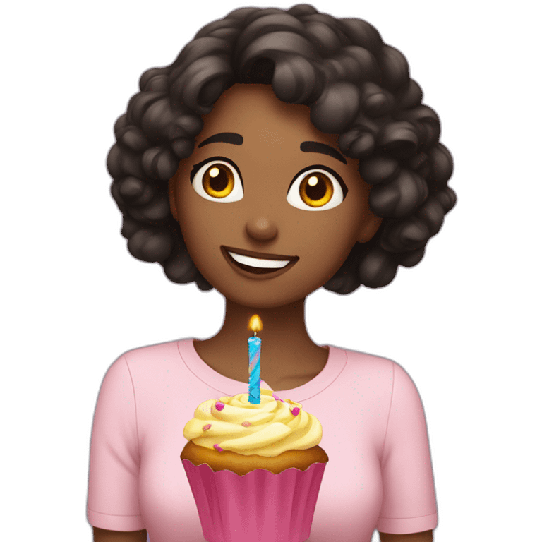 25 year old girl with dark hair celebrating birthday emoji