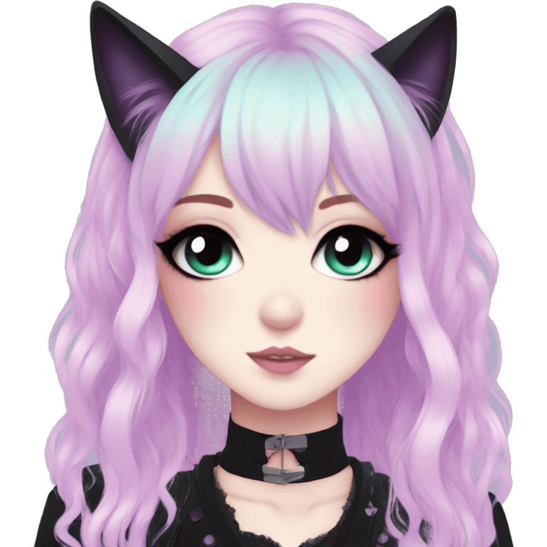 Gorgeous Cute Gothic Edgy Pastel Gradient Beautiful Anime Emo CatLady emoji